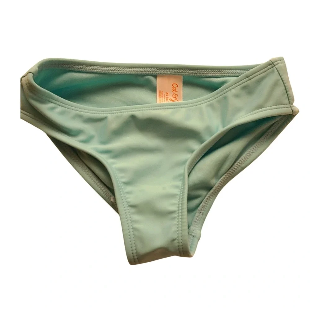 Cat & Jack Girls Aqua Blue Bikini Swim Bottom Solid Size XS 4-5 Summer NWOT